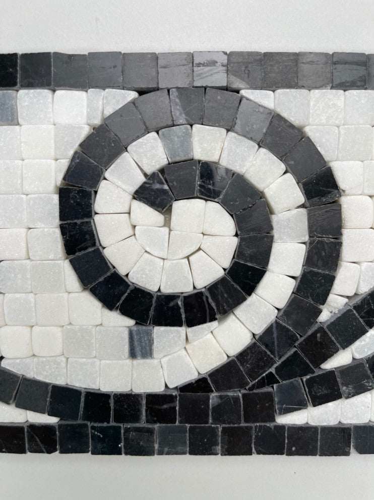 Marble Mosaic Border Listello Tile Garden Nero 4.7x20.5 Polished, 1 piece