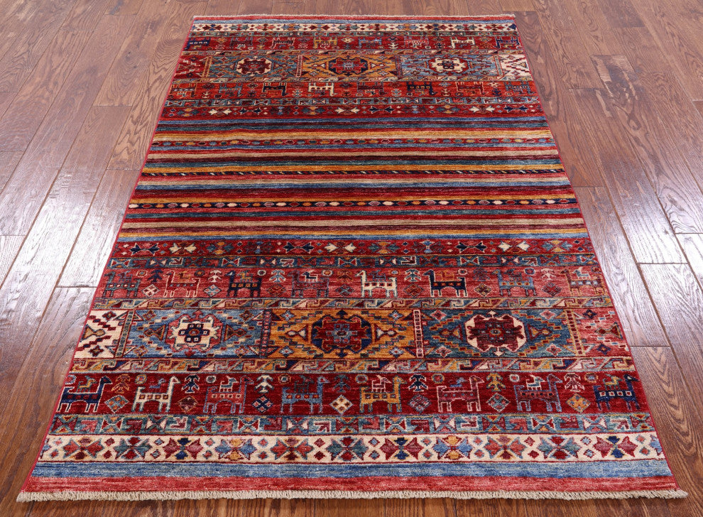 Hand Knotted Tribal Persian Gabbeh Rug 3' 11" X 6' 0" Q8125