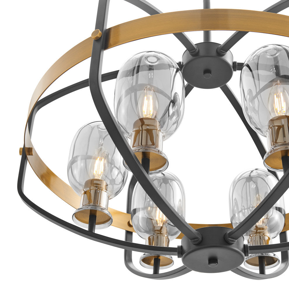 Opia Vintage Dimmable 8 LED Lights Chandelier, Gold and Black