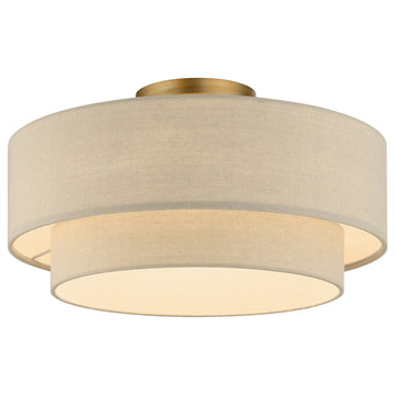 Bellingham 3-Light Antique Gold Leaf Large Semi-Flush