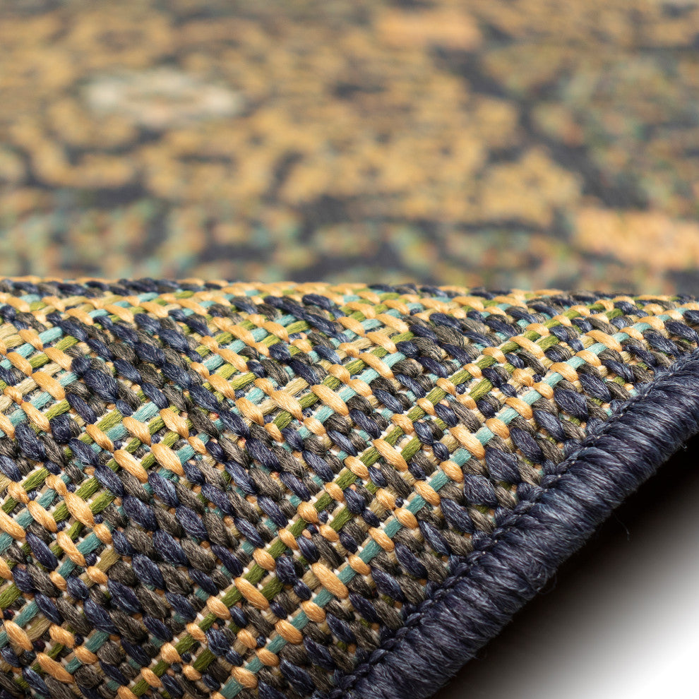 Patio Suzani Diamonds Indoor/Outdoor Rug, Navy, 3'3"x4'11"