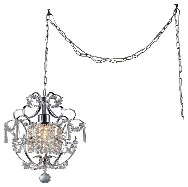 Cynthia 1-light Crystal 11"Chrome Swag Lamp