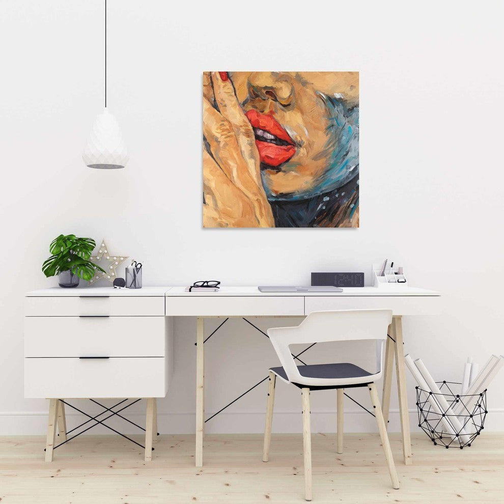 Shushing Lips Closeup, Fine Art Gallery Wrapped Canvas, 24"x24"