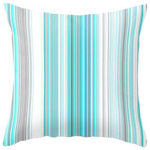 Turquoise Lines Pattern Pillow Cover, 18"x18"
