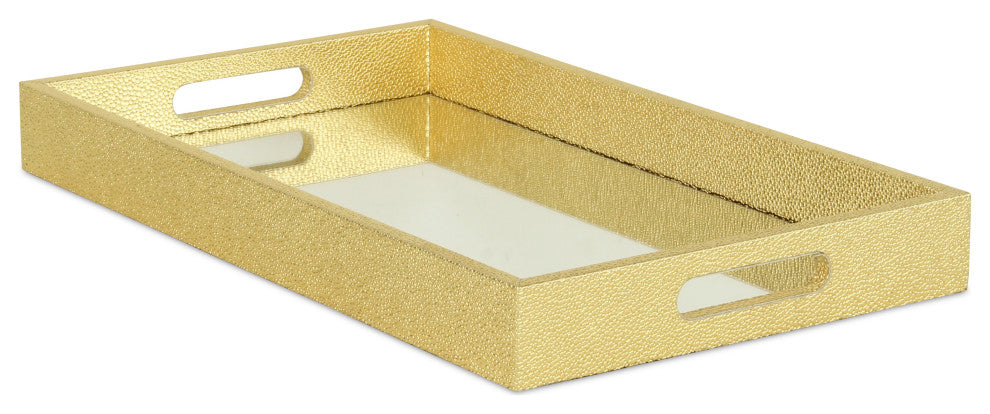 Labai Faux Shagreen, Mirrored Tray, Gold
