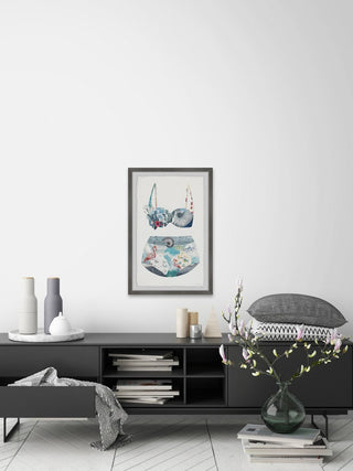 "Flamingo Shell Swimsuit" Framed Painting Print, 12"x18"