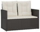 vidaXL Outdoor Loveseat Rattan Garden Bench with Cushions Black Poly Rattan