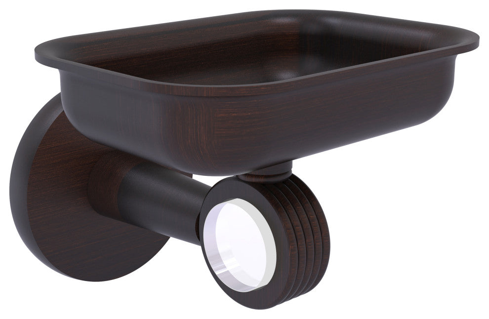 Clearview Wall Mounted Soap Dish Holder with Groovy Accents, Venetian Bronze
