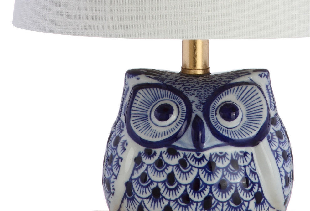Justina 16" Ceramic Mini Table Lamp, Blue and White, Set of 2