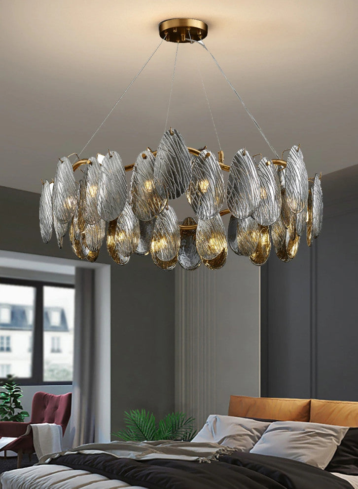 Zafferana Etnea | Round Smoke Gray Crystal Chandelier for Bedroom, Gray, 17"