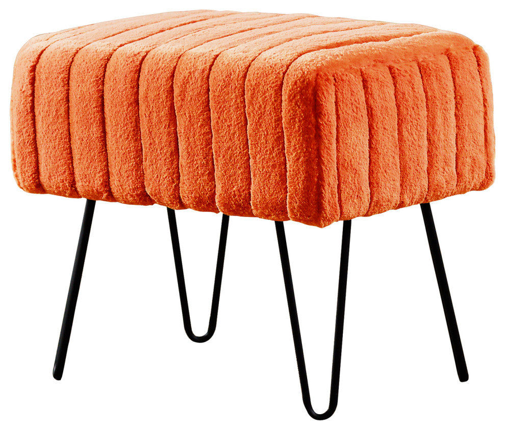 Serenta Super Mink Ottoman, Burnt Orange, 19''x13''x17''