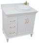 37" Single Vanity, White Finish With White Engineered Stone Top