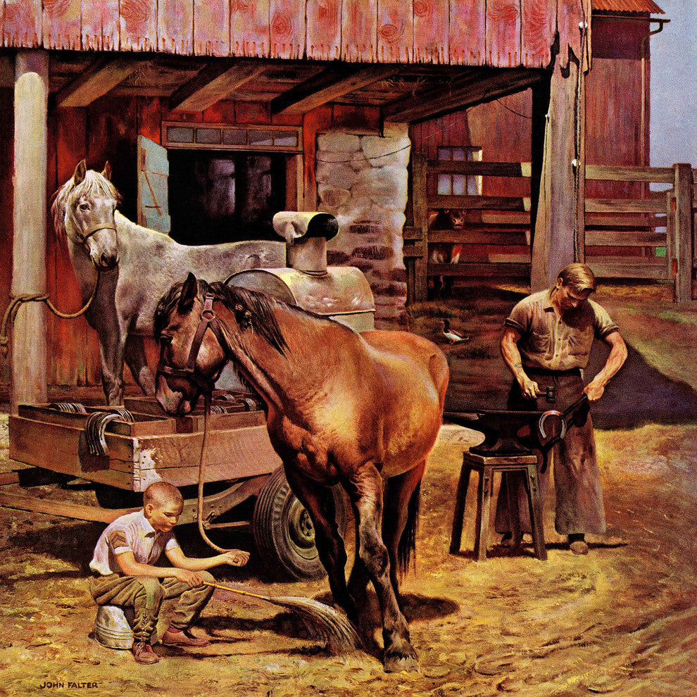 "Blacksmith" Painting Print on Canvas by John Falter