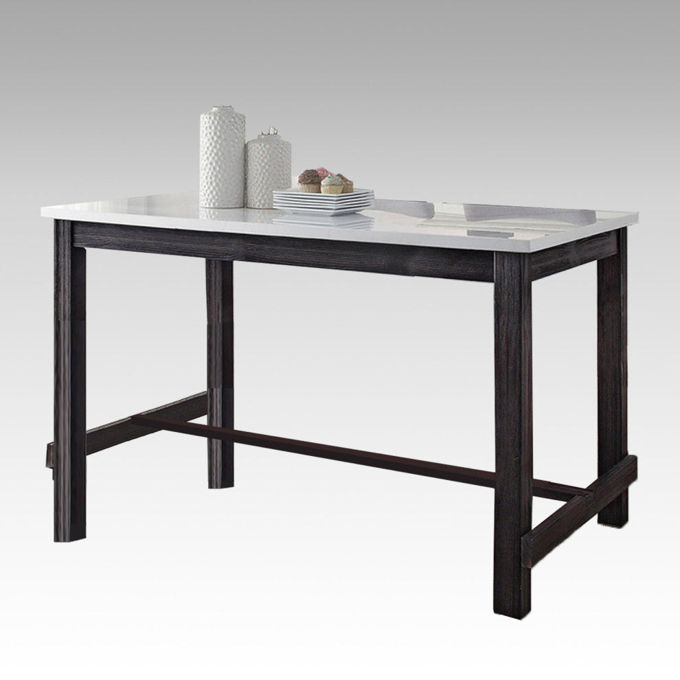 Rectangular Counter Height Table, White/Weathered Espresso