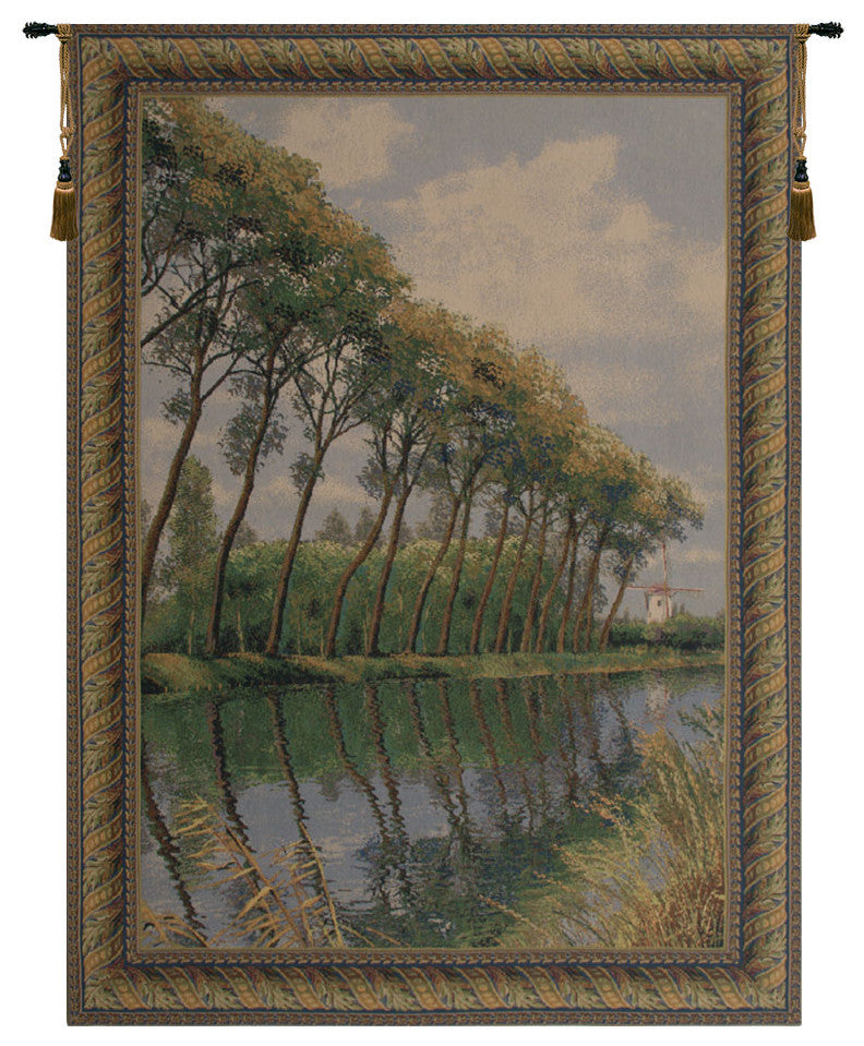 Canal in Flanders Mill Belgian Wall Tapestry