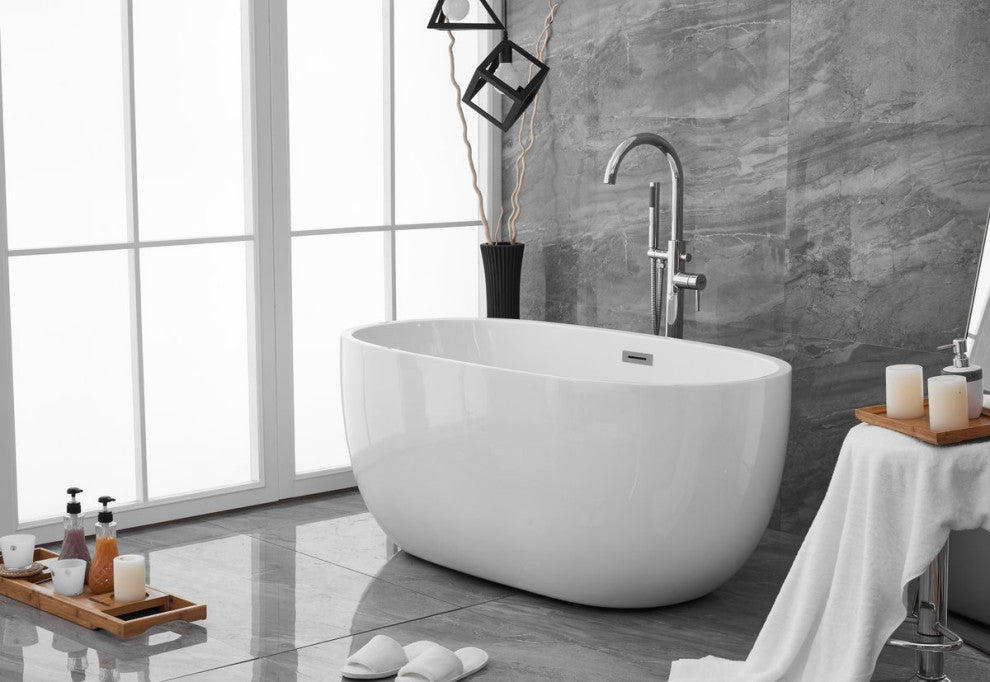 Aaron 54" Soaking Roll Top Bathtub, Glossy White