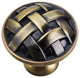 Utopia Alley Basket Weave Cabinet Knob, 1.2" Diameter, Antique Brass, 5.1", 10 Pack