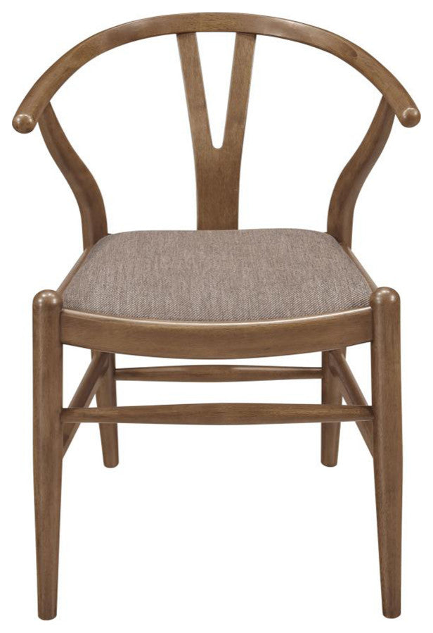 Set of 2 Upholstered Dining Side Chairs, Walnut and Brown