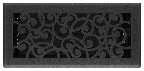 Wonderland Floor Register, Black Iron, 4x10