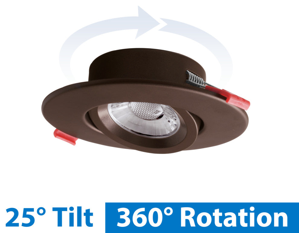 DGC 4" Selectable Canless Adjustable Gimbal LED Recessed Downlight, Bronze