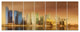 Singapore Skyline under Brown Sky, Cityscape Canvas Art Print, 83"x32", 7 Panels