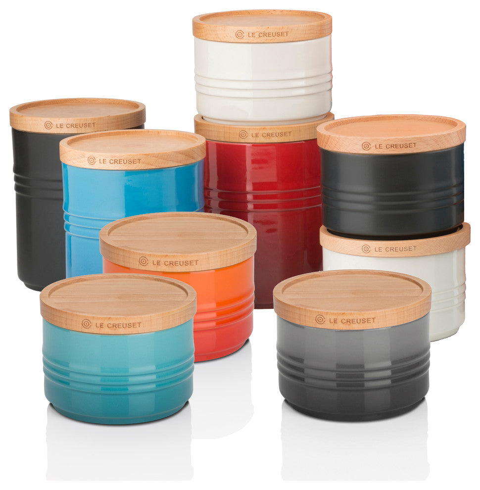 Le Creuset Stoneware Medium Storage Jar With Wooden Lid, Flint