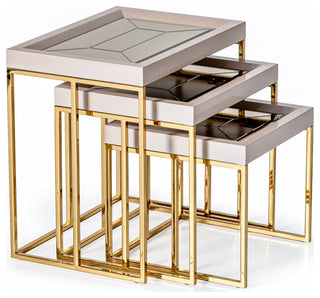 Carmela Nesting Tables Set of 3 Shimmering Ivory