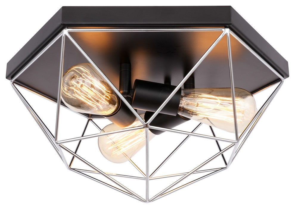 Woodbridge Lighting Lanning Flush Mount, Chrome/Black