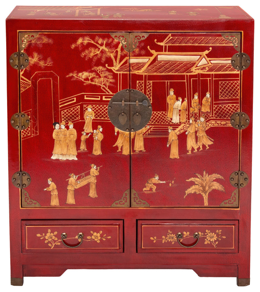 Red Lacquer Shoe Cabinet Landscape