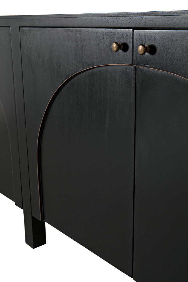 NOIR Furniture Weston Sideboard, Hand Rubbed Black With Light Brown Trim GCO