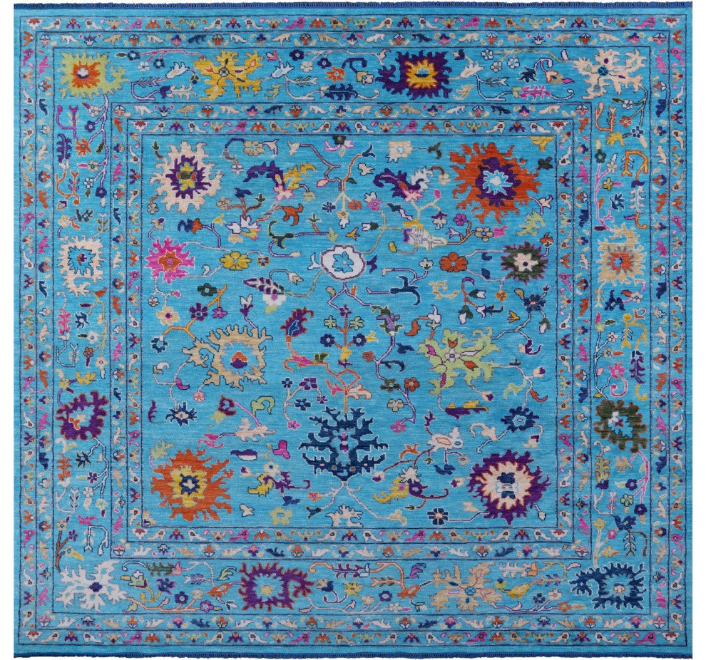 12' Square Turkish Oushak Hand Knotted Wool Rug - Q14951