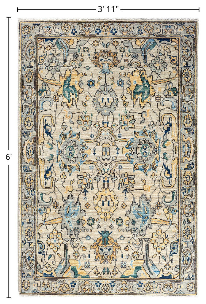 Serapi One-of-a-Kind Hand-Knotted Area Rug Light Gray, 3' 11" x 6' 0"