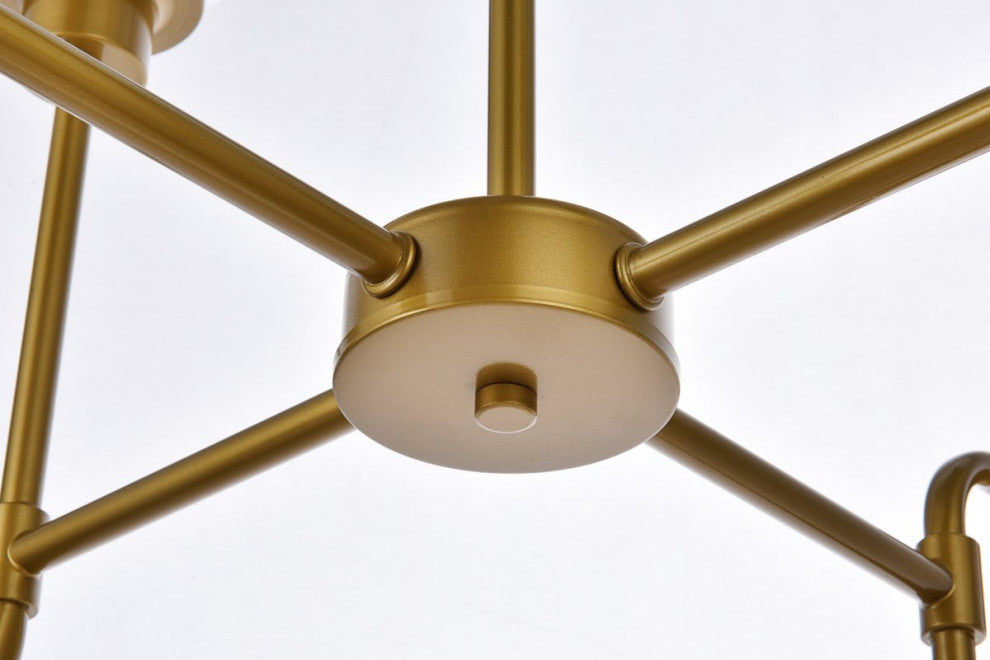 Helen 8-Light Pendant, Brass With Frosted Shade