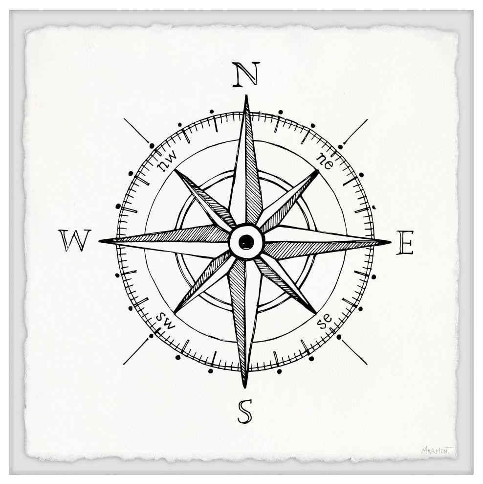 "Navigation Compass" Framed Painting Print, 12x12
