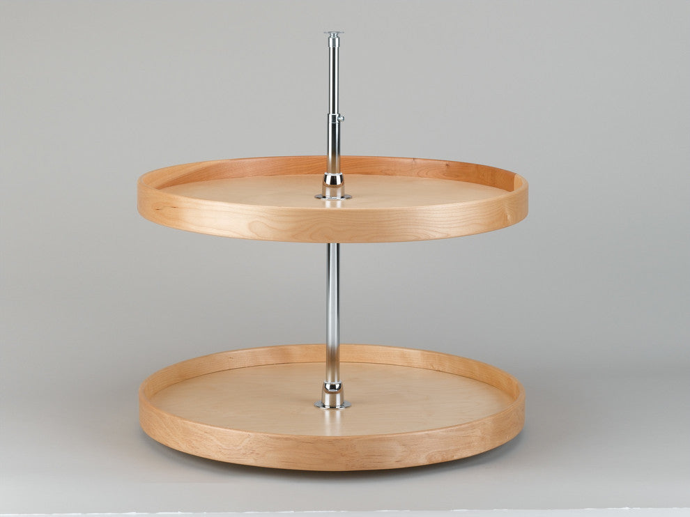 2-Shelf Full Circle Lazy Susans, Natural Wood, 18Wx18Dx26"H
