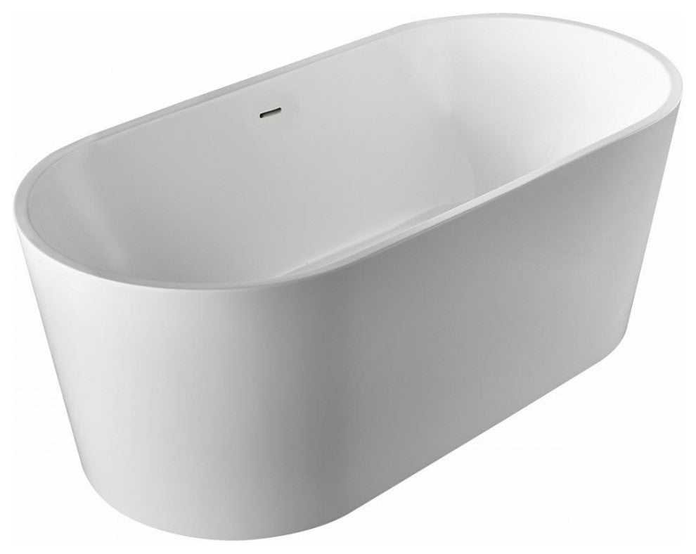 Mia Acrylic Double Ended Freestanding Tub, White / Rose Gold Drain, 53 Inch