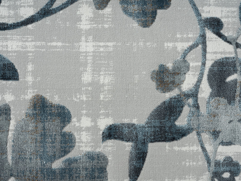 Abani Nova NOV180A Modern Grey and Blue Floral Area Rug