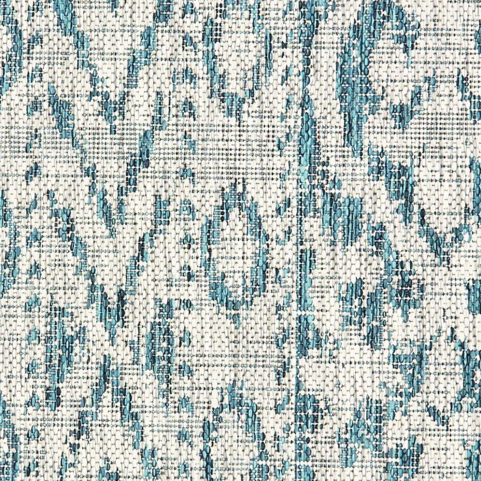 8" x 10" Blue Geometric Indoor Outdoor Area Rug