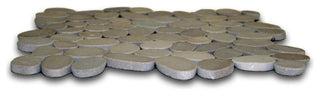 Hand-Sorted River Stone Mosaic - Sliced Black Pebble Tile, 12x12 Sheet
