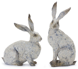 Weathered Rabbit Statue, 2-Piece Set