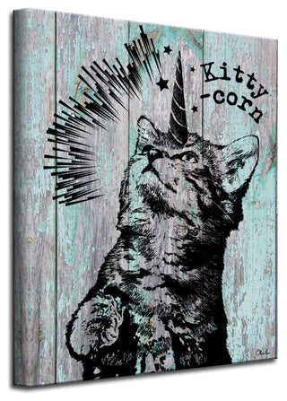 Ready2HangArt 'Kitty-Corn' Wrapped Canvas Animal Wall Art, 16"x12"
