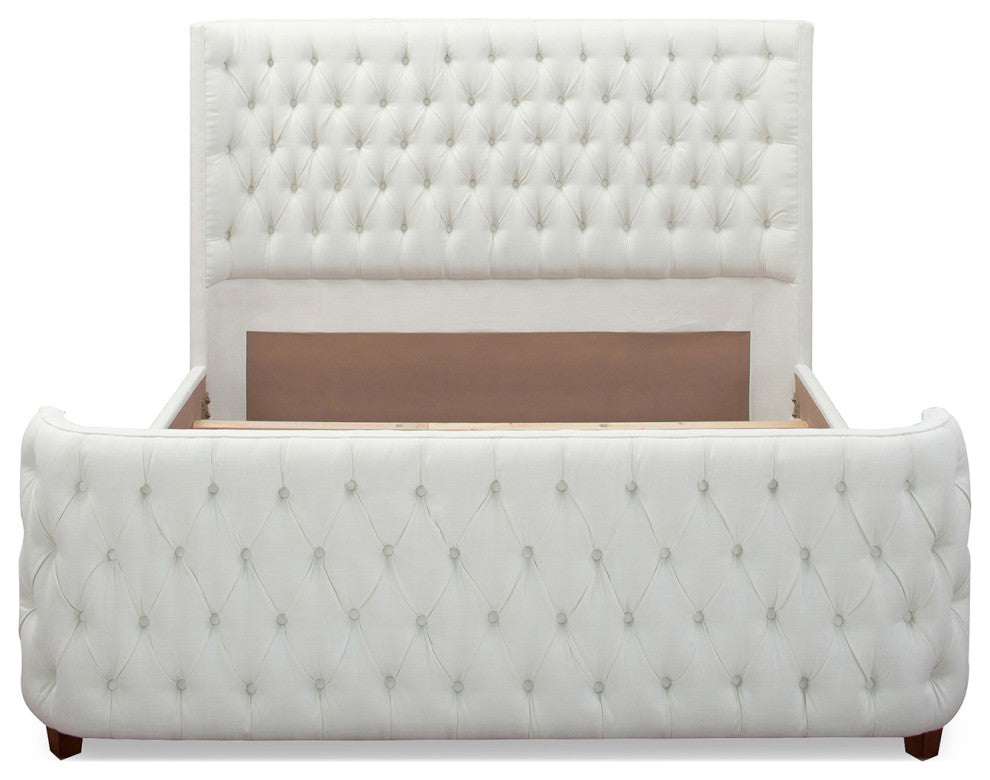 Brooklyn Tufted Sheltered Wingback Panel Bed, Antique White, King