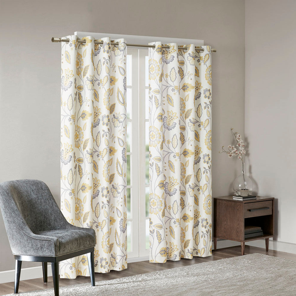 SunSmart Camille Botanical Room Darkening Window Curtain, 50"w X 95"l