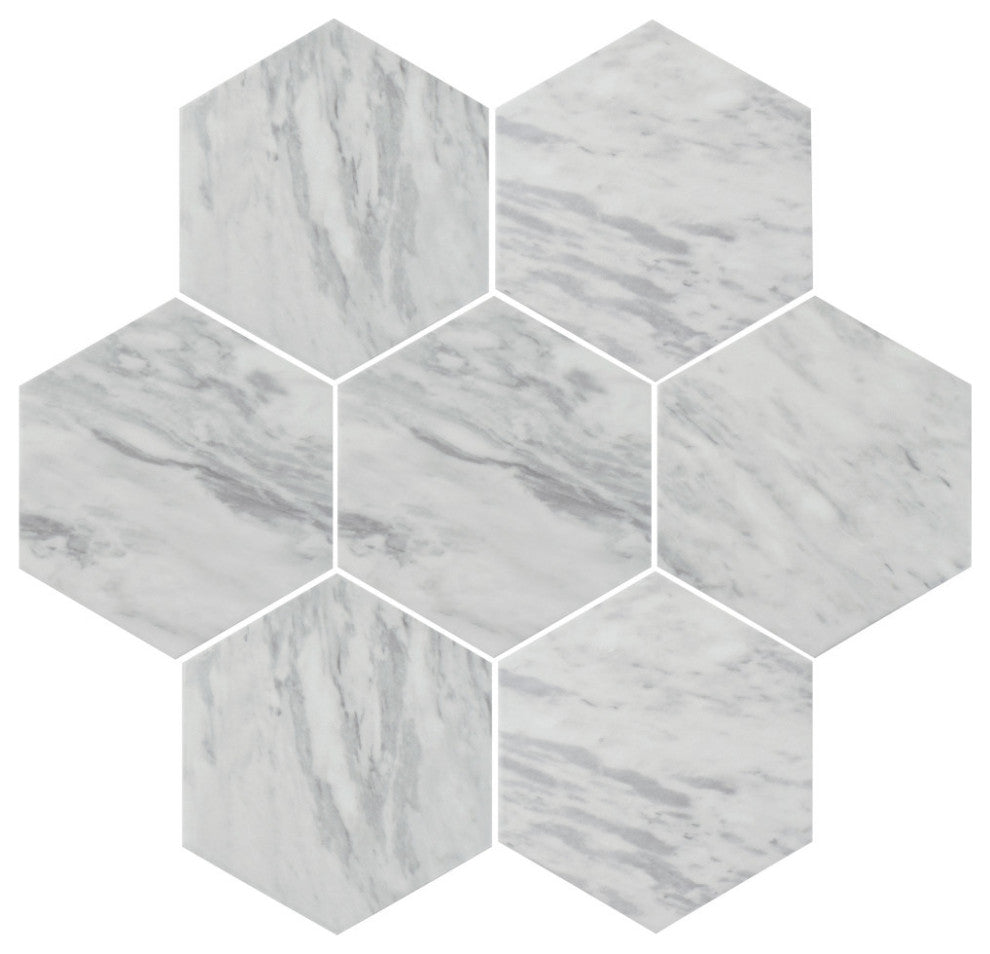 Classico Bardiglio Hex Light Porcelain Floor and Wall Tile
