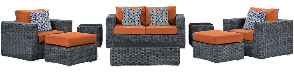 Canvas Tuscan Summon 8-Piece Outdoor Patio Sunbrella Sectional Set