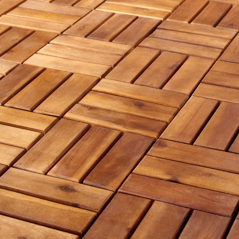 Safavieh Outdoor Hanoi Wooden Floor Tile- 12 Slats-Acacia Natural