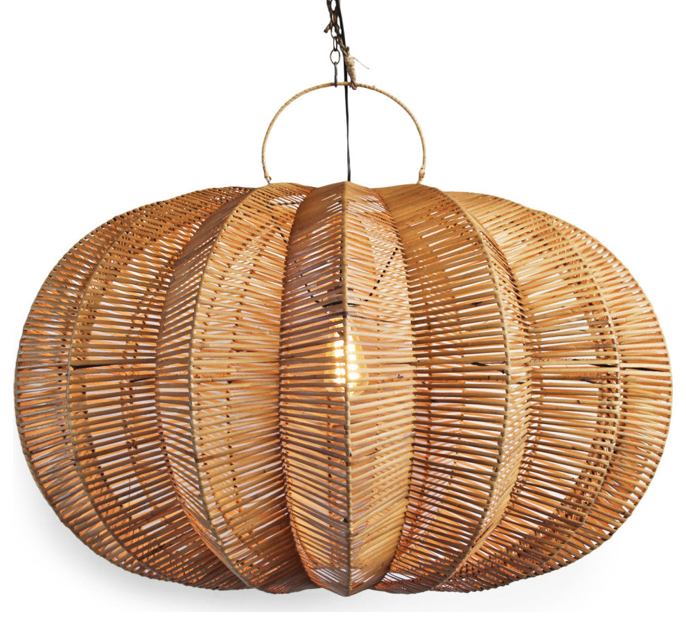 Split Stain Pumpkin Pendant Lantern, 40"