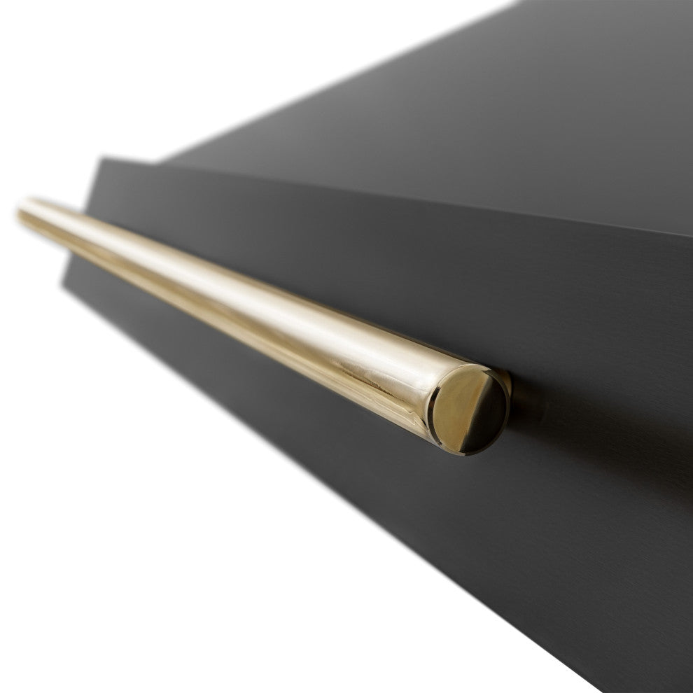 ZLINE 48" Black Stainless Range Hood with Polished Polished Gold (BS655Z-48-G)