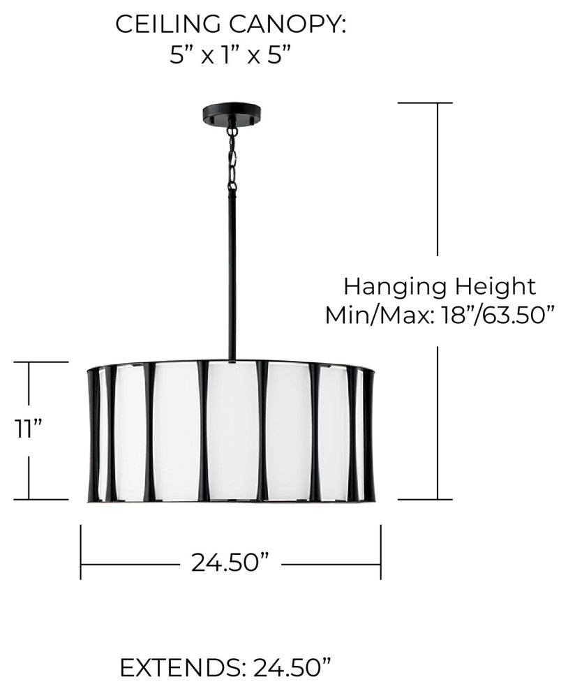 Capital Lighting 344641 Bodie 4 Light 25"W Drum Chandelier - Matte Black
