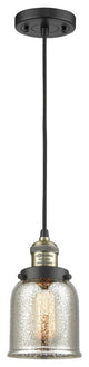 1-Light Small Bell 5" Pendant, Black Antique Brass, Glass: Silver Mercury